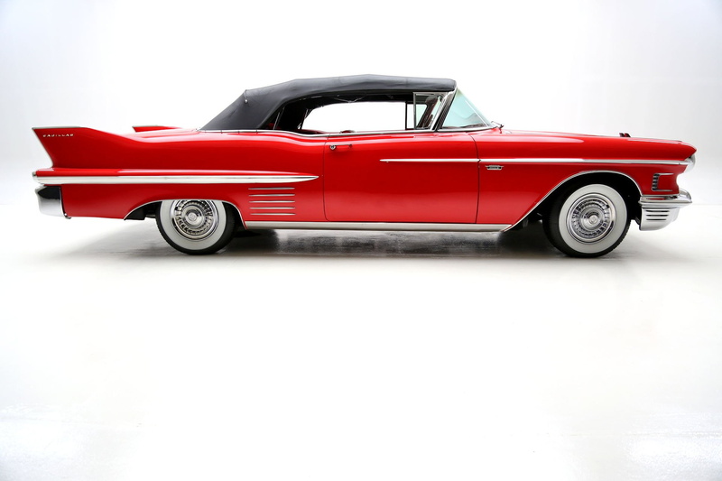 1958, cars, 1080P, cadillac, series-62, convertible, classic, red