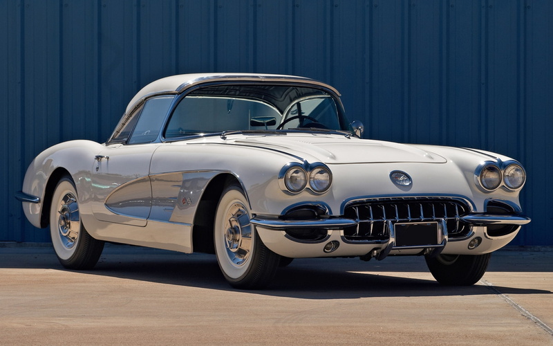 1080P, white, Corvette, 1958, the front, Chevrolet