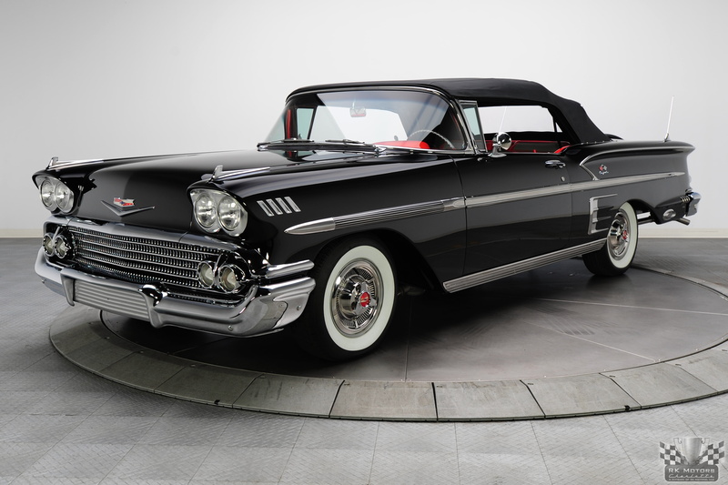 convertible, car, 348, tri power, chevrolet, corvette, classic, 1958, black, 2K, cars, impala