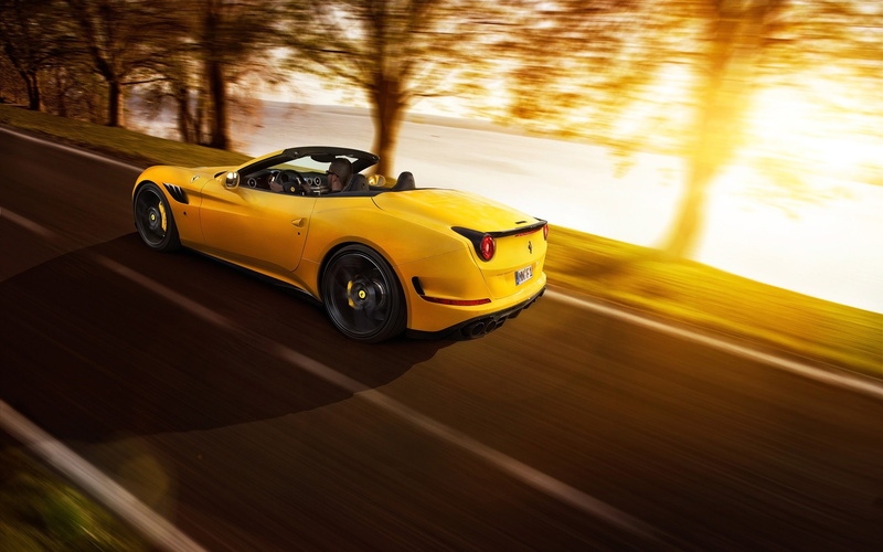 on the move, Ferrari California T, mode of transportation, tree, blurred motion, Novitec Rosso, day, car, sunlight, yellow taxi, motor vehicle, taxi, yellow