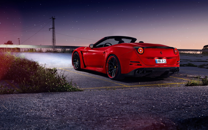 t, Ferrari, Night, Supercar, 2K, California, Red, Stars, coupe