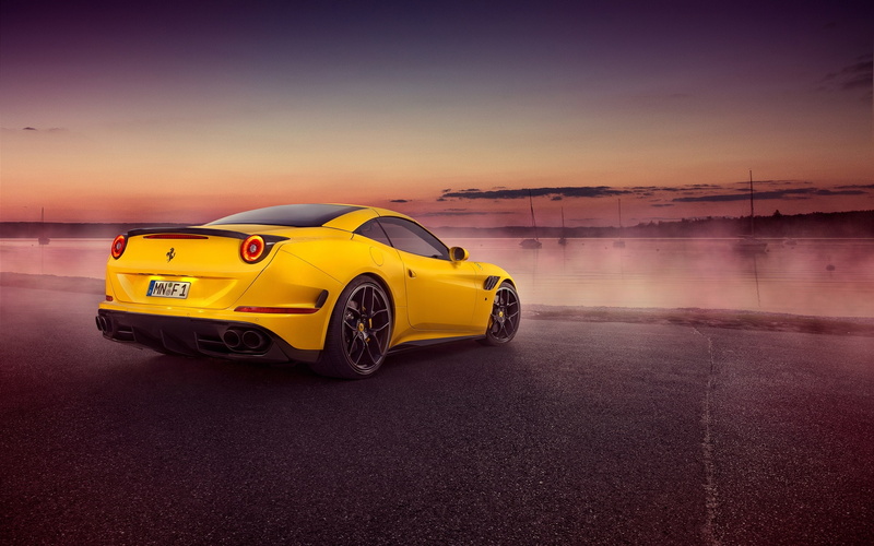2K, 2015, Supercar, Ferrari, California, pininfarina, Yellow, View, Rear