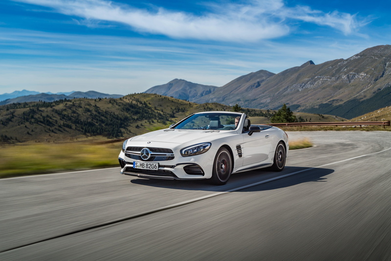 convertible, R231, white, AMG, road, Mercedes-Benz, 4K, speed, Mercedes, SL-Class