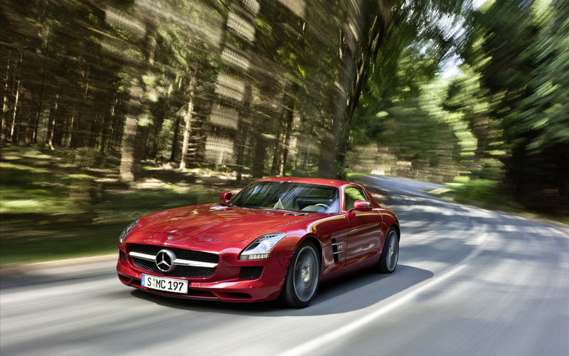s, red, blur, benz, mercedes, 1080P, gullwing, motion, sls, hd, cars, class