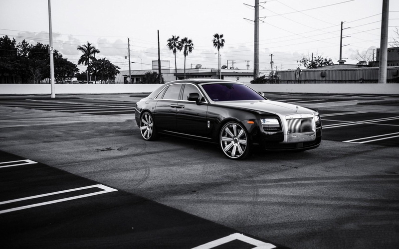 royce, 720P, parking, rolls, black, car, ghost, sedan