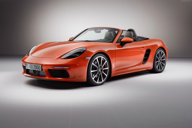 sports car, red, Porsche 718 Boxster S, 4K