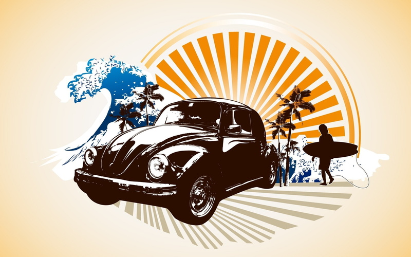 vw, beetle, vector, cars, 1080P