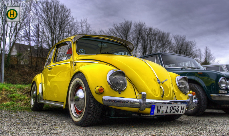 yellow, vintage, hdr, beetle, 4K, volkswagen, car. vw