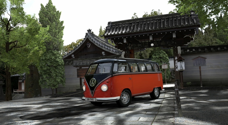 kombi, land vehicle, gran turismo 5, architecture, vw t1, red, mode of transportation, built structure, Volkswagen, Gran Turismo, Games, plant, video game