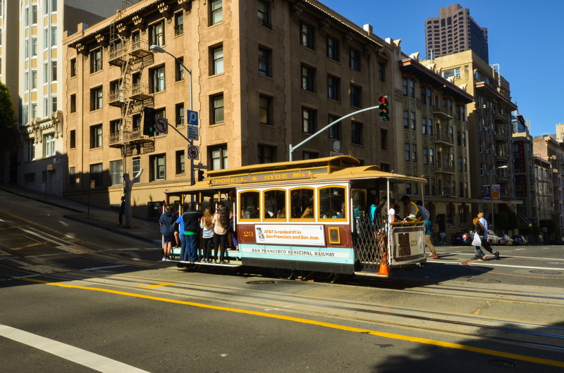 city life, building exterior, city, crossing, mountain, women, group of people, track, california, 1080P, monument, city street, street, historically