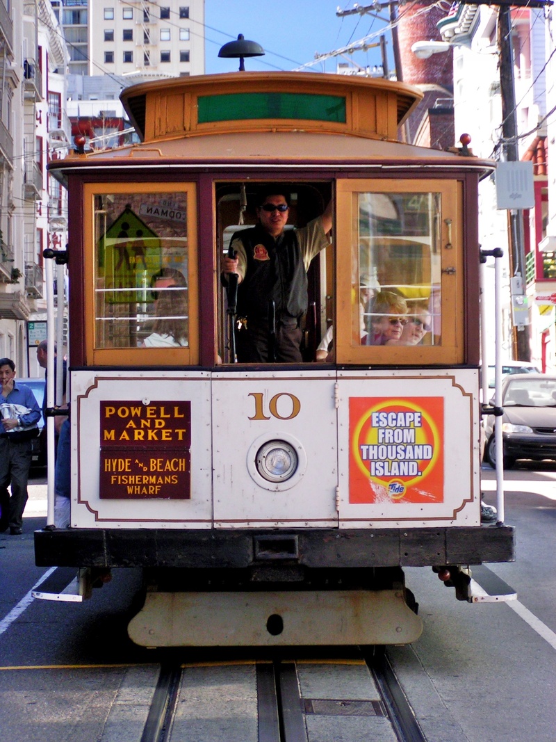text, famous, san francisco, trolley car, cable car, tourism, architecture, tram, public transportation, incidental people, adult, city, travel, usa, mode of transportation