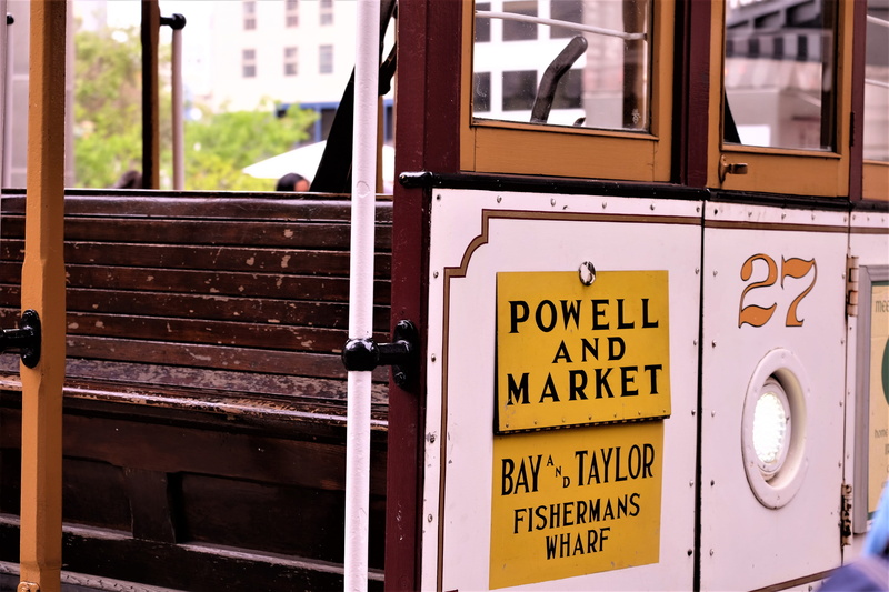 pants, clothing, school bus, train, wood, information, bus, san francisco, no people, apparel, day, kiosk, architecture, cable car, mode of transportation