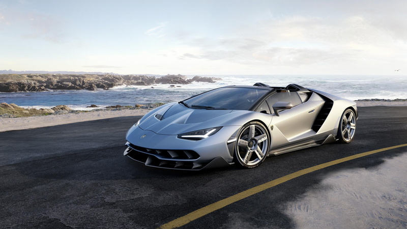 sky, land vehicle, cloud - sky, luxury, winter, beach, no people, roadster, road, water, nature, motor vehicle, motion, 4K, silver colored, car, lamborghini centenario