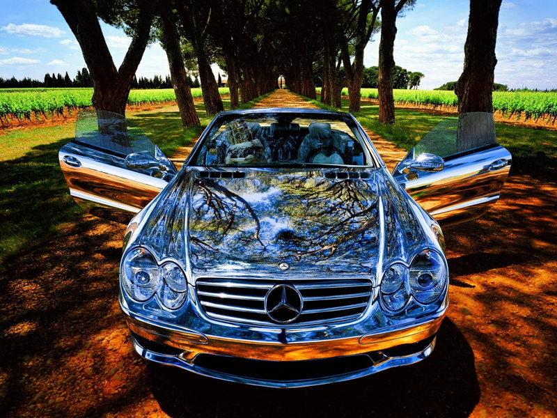 car, 720P, Mercedes Benz, vehicle, chrome, reflection