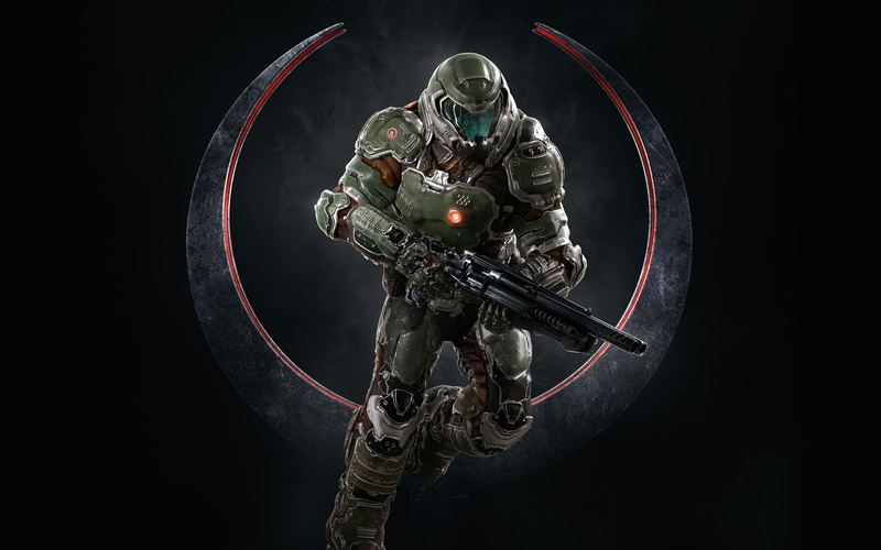 wallpapers, circle, metal, quake, doomguy, full length, nature, night, hd, geometric shape, sculpture, creativity, indoors, black background, electrical equipment