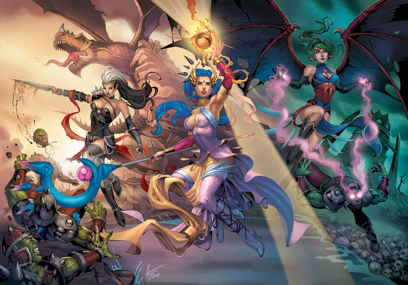 girl, elf, Orc, 5K, wings, MAG, Lana Solaris, vampire, magic, battle, Antalya, Evelyn, dragon