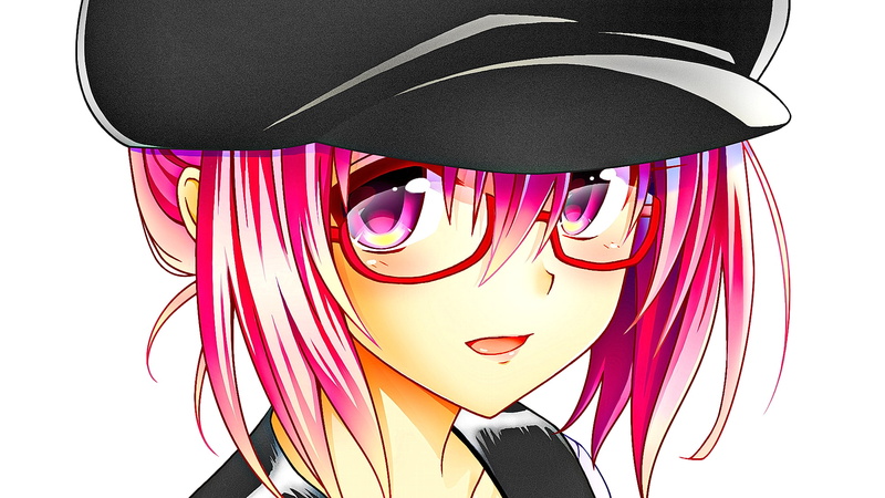 personal accessory, purple, red, smiling, pink color, cut out, looking at viewer, open mouth, business, multi colored, studio shot, hat, people, eyeglasses