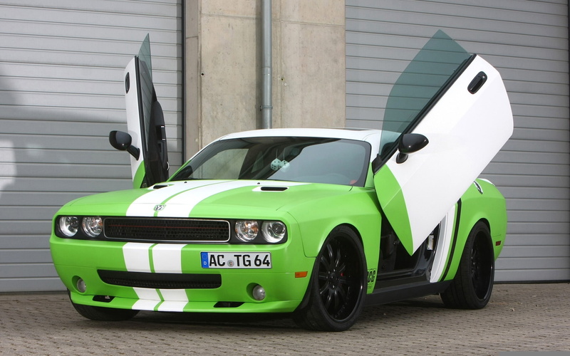 Dodge, SRT-8, 1080P, Challenger, chelenzher, CCG Automotive, tuning, Wrapped, rear view, green, door, Muscle car
