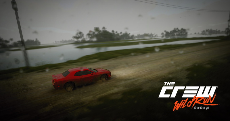 red, road, no people, blurred motion, car, sky, tree, Dodge Challenger, transportation, toy, The Crew Wild Run, nature, day, road trip, motion, sign, race cars