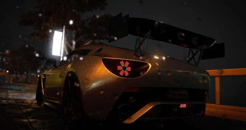 4K, car, depth of field, night, rain, The Crew Wild Run, Aston Martin, The Crew