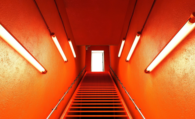 photography, Orange, neon, 1080P, Mirrors Edge, stairs, Lights