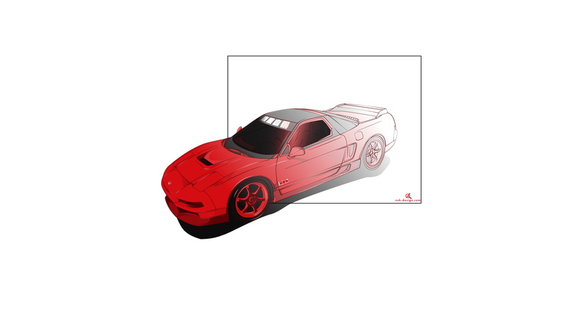 Acura NSX, Nsx, vector, Honda NSX, Japanese Cars, JDM, honda, Japan, car, Acura NSX GT3, minimalism, 4K, Car illustration, digital art