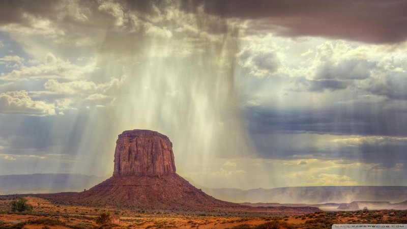 rain, 1080P, desert, monuments, torrential, clouds, nature and landscapes