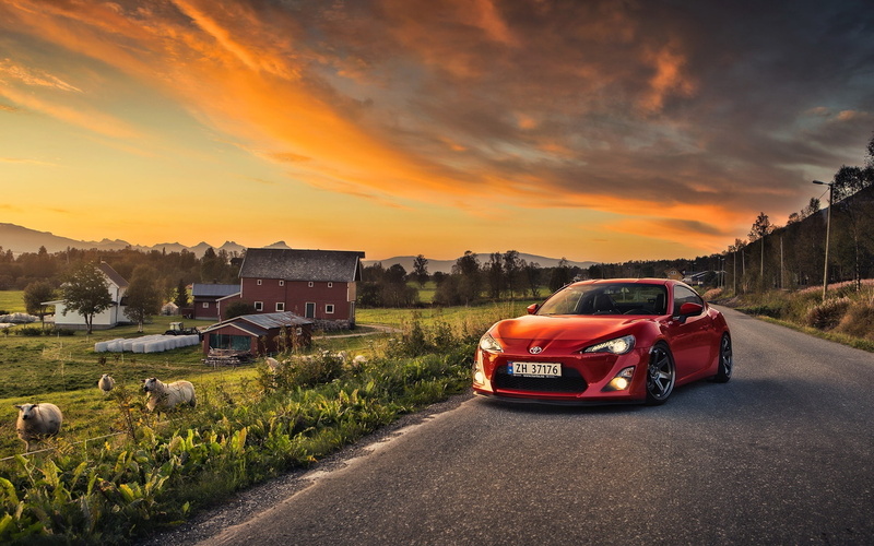 Red, gt, 1080P, Sheep, Color, Car, Houses, Toyota