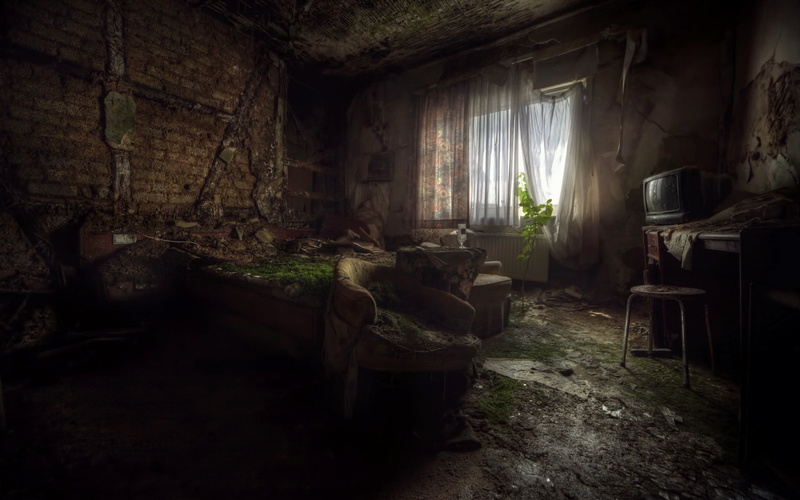 old-fashioned, abandoned hotel, dirty, deterioration, demolished, empty, flooring, window, broken, night, building, run-Down, rotting, architecture And Buildings