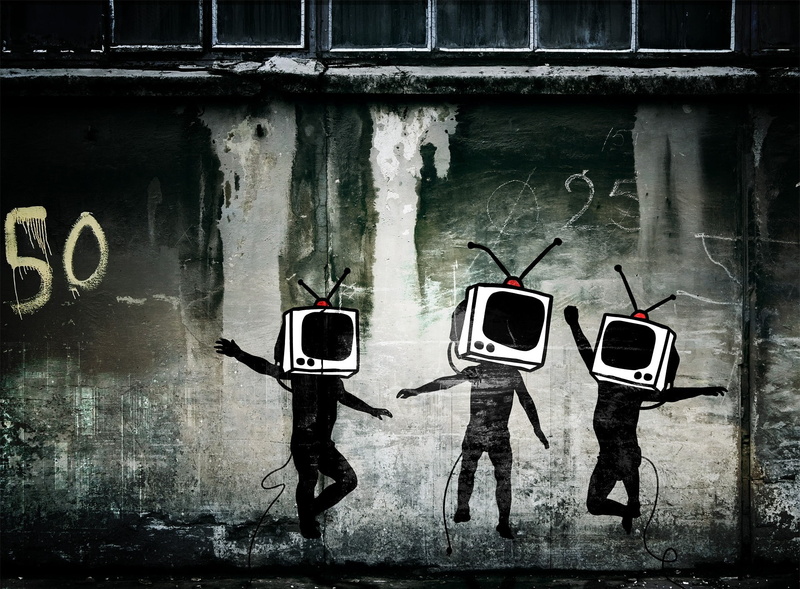 Graffiti, st, built structure, crt, Nation, architecture, century, window, outdoors, Dark, building exterior, building, Digital, clothing, Television, wall - building feature