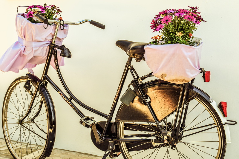 romantic, 5K, flowers, spring, elegant, flower arrangement, vintage, bicycle, wheel, pink, decoration, mode of transportation, cruiser, arrangement, petaled