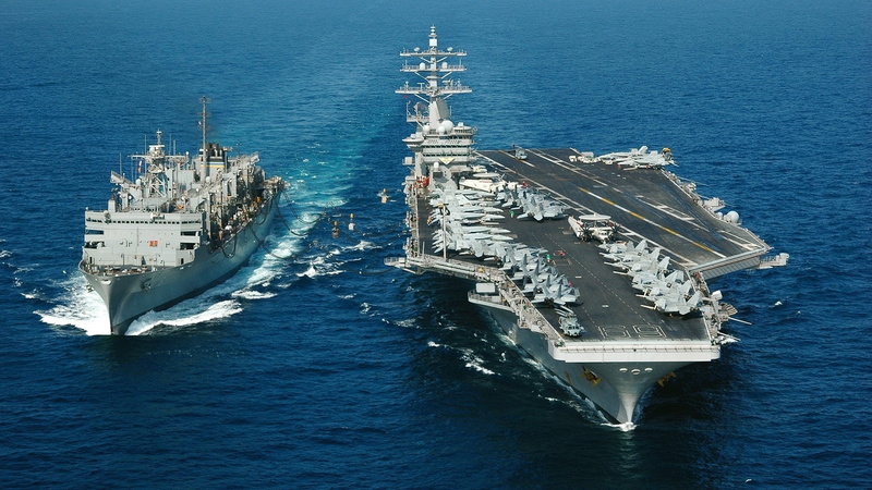 aerial view, nature, on the move, transportation, ship, mode of transportation, military, outdoors, 1080P, Aircraft Carrier, freight transportation, shipping