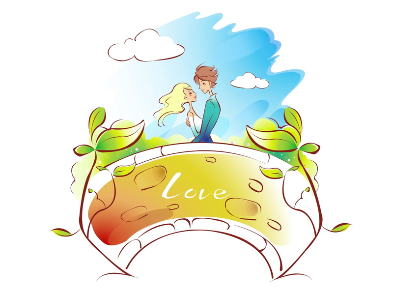 trees, flowering plant, cartoon, no people, design, couple, love, sky, emotion, vector, cloud - sky, kiss, flower, illustration, art and craft, concepts