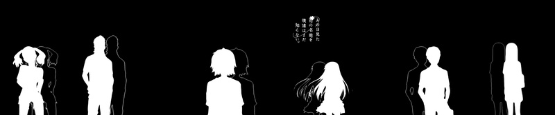 no people, Tsurumi Chiriko, in a row, indoors, work tool, black color, 5K, Matsuyuki Atsumu, cut out, Hisakawa Tetsudō, black, black background, illustration