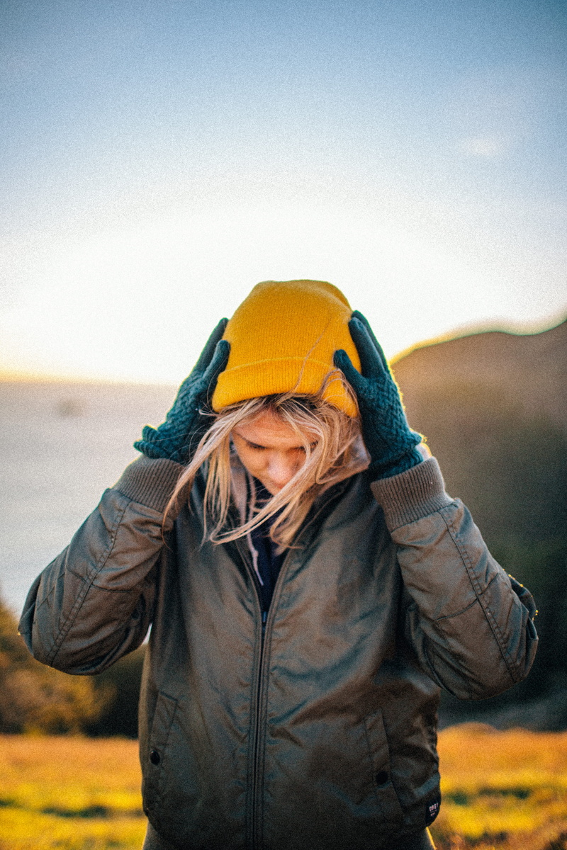 yellow, portrait, human, women, sweatshirt, hat, real people, wearing, knit, waist up, girl, warm clothing, person, outdoors, standing, winter, coat, woman