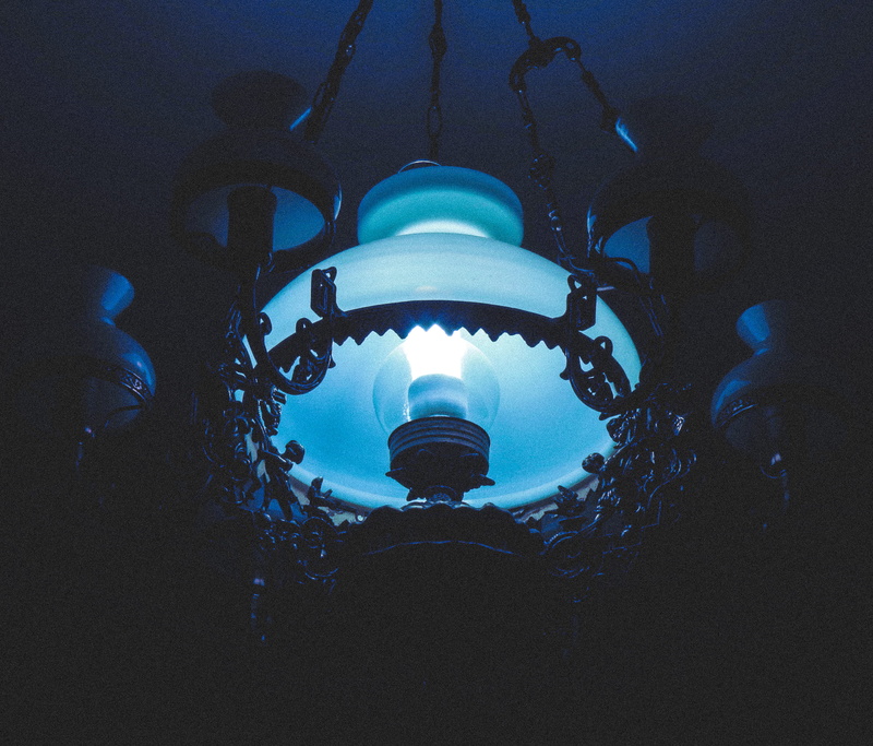 indoors, glaze, no people, illuminated, electric lamp, glowing, metal, architecture, nature, old light, lighting equipment, 2K, dark, ceiling, low angle view