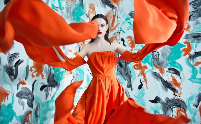 redlips, People, Fashion, color, Style, 4K, Model, Design, dressy, Wind, glamour, Girls, snapshot, life, Woman, Paint, Dress, Photography, Orange, Vogue