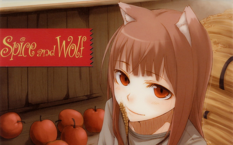 Spice and Wolf, artwork, hd, 1080P, apples, wolf, x, spice, apple, art, wise, technology, holo, anime
