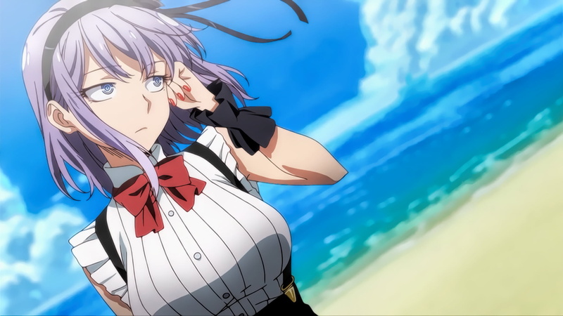 Dagashi Kashi, real people, child, sunlight, Shidare Hotaru, blue, bow (Clothing), lifestyles, Headband, Purple Hair, day, Beach, outdoors, Ocean, 1080P