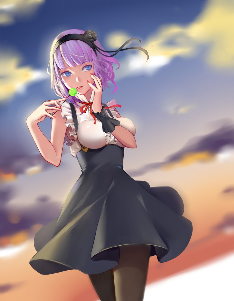 anime girls, purple hair, 2K, anime, Dagashi Kashi, short hair, blue eyes, Shidare Hotaru