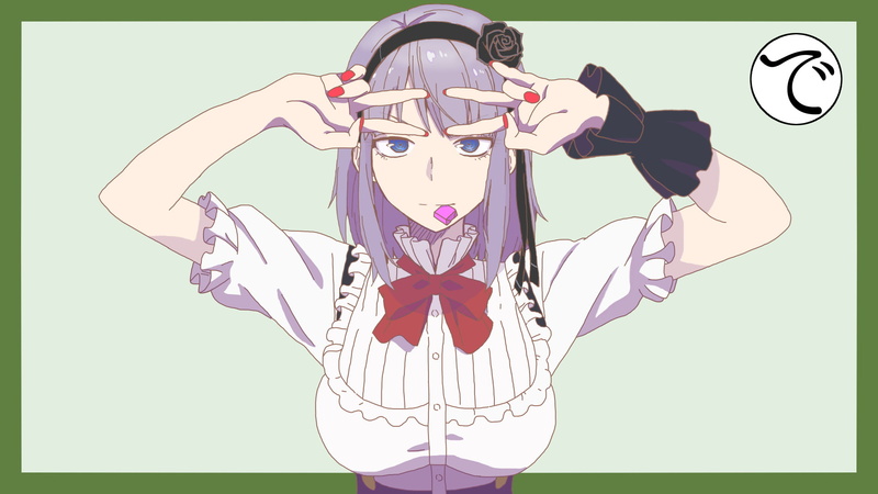 Shidare Hotaru, 1080P, Anime, Purple Hair, Blue Eyes, Dagashi Kashi, Headband, Smile