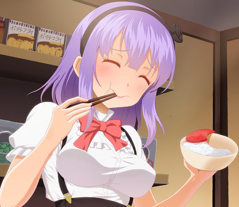 close-up, creativity, Anime, Shidare Hotaru, one person, real people, women, Dagashi Kashi, table, indoors, pink color, digital composite, adult, art and craft