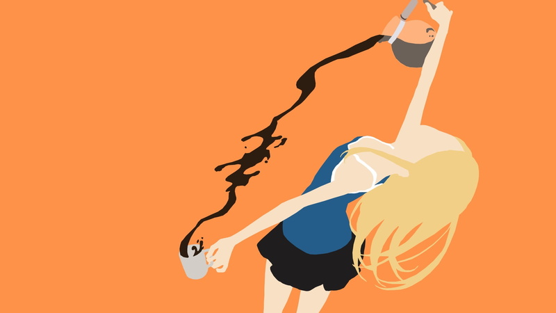 Dagashi Kashi, Coffee, 1080P, Minimalist, Cup, Skirt, Long Hair, Blonde, Anime, Endou Saya