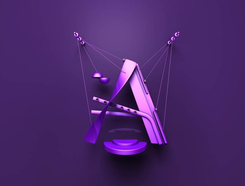 font, digital, Shape Typeface, purple, 3D, 5k, 4k, typography, letter