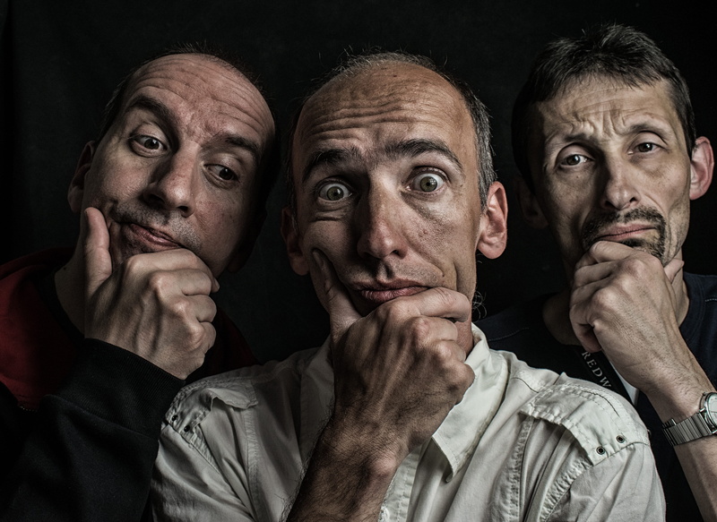 human face, looking up, emotion, fun, indoors, chins, adult, mood, three, men, trio, looking, speculation, holding, the three of us, group, thinker, people