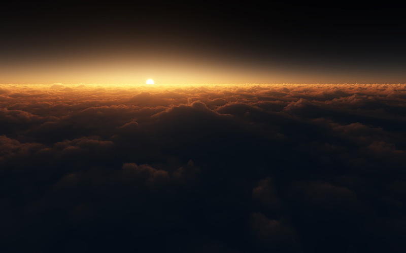 beauty in nature, dark, 2K, the sun, cloudscape, shifted reality, dramatic sky, aerial view, sunset, clouds, sky, awe, idyllic, scenics - nature, outdoors