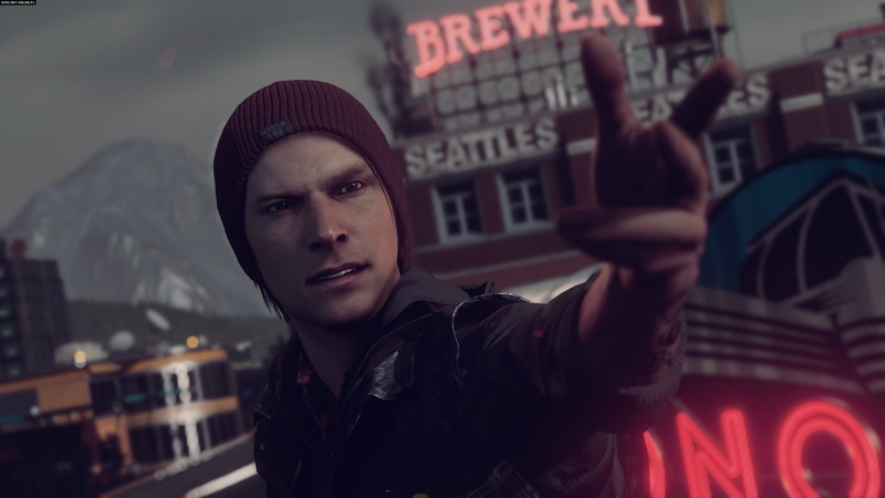 inFAMOUS: Second Son, headshot, architecture, leisure activity, looking at camera, young adult, clothing, front view, leather jacket, city, men, Delsin Rowe