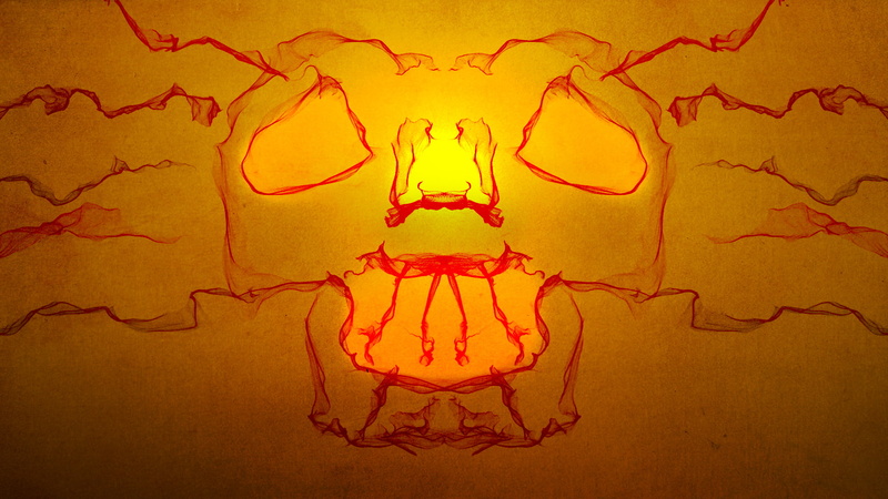 Artistic, Neon, 1080P, Abstract, Orange, Smoke, Monster, Skull