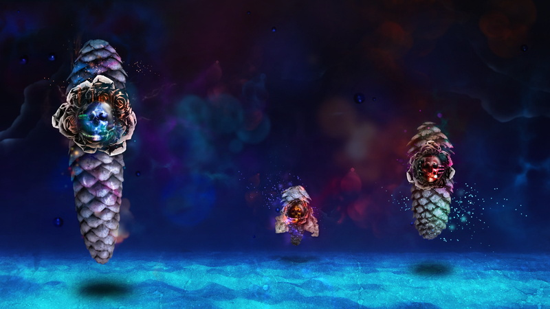 water, underwater, vertebrate, undersea, nature, no people, digital art artwork skull abstract neon pine cones flowers rose sphere numbers dots, 2K, underwater diving