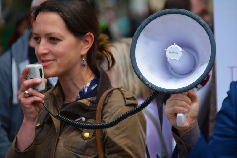 adult, portrait, bullhorn, loud speaker, 4K, event, females, loud hailer, herald, technology, women, smiling, headshot, instructions, wireless technology